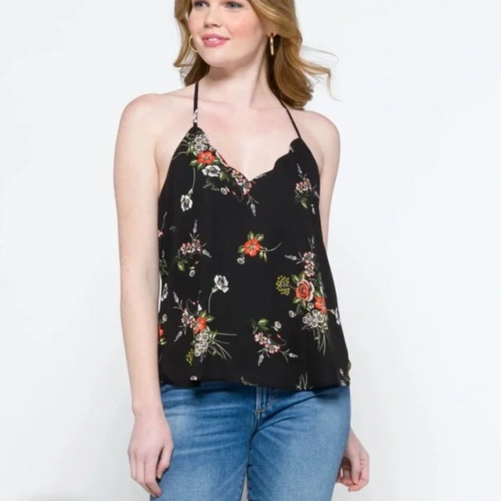 NWT Nine Britton Size Floral Scalloped Neck Cami